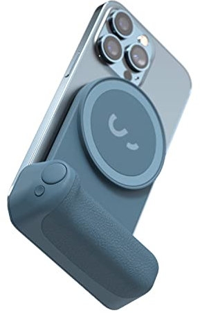 ShiftCam SnapGrip - Mobile Battery Grip with Wireless Shutter Button - Magnetic Mount Snaps on to Any Phone - Built in Powerbank with Qi Wireless Charging (Blue Jay)