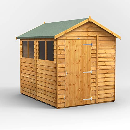 POWER High Grade Premium Apex Overlap Garden Wooden Shed with Security Features, Door & Window Flexibility, Made from Extra Thick Timber & Toughened Glass