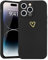 Wirvyuer Compatible with iPhone 14 Pro Max Case for Girls Women Silky Soft Protective Shockproof Silicone Phone Case with Cute Gold Heart Pattern Design Black Bumper Cover
