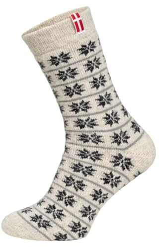 HomeOfSocks Flaggensocken Dänemark - Damen Und Herren Kuschelsocken Aus Wolle - Dicke Socken Mit 80% Wollanteil Und Dänischer Flagge | Anthrazit Gr. 39-42