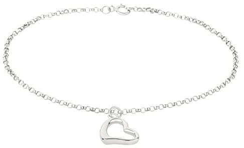 Ardeo Aurum Damen Armband aus 375 Gold Weißgold Charm Ankerkette 1,5 mm Breite und 18 cm Länge mit Federringverschluss