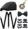 NITAIUN Herren 1920er Jahre Gatsby Kostümzubehör, Panama Hut, Hosenträger, Fliege, Fake Schnurrbart, Taschenuhr, Cosplay Halloween, Gatsby Themed Party
