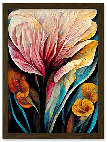 Doppelganger33 LTD Abstract Tropical Floral Bloom Acrylic Flower Artwork Framed Wall Art Print A4