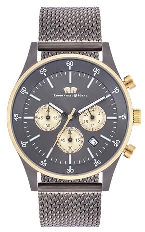 Rhodenwald & Söhne Herren Uhr analog Japan Quarzwerk mit Edelstahl anthrazit Armband 10010377