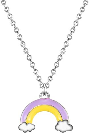 GLANZSTÜCKE MÜNCHEN Kinder Kette 925/- Sterling Silber rhodiniert Regenbogen Silberhalskette