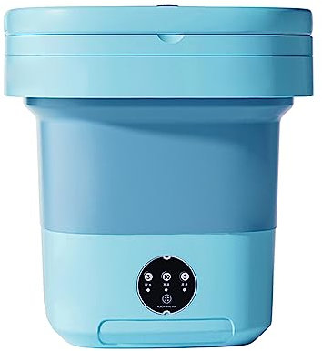 Irishom Mini Lavadora portátil de 8L con esterilización UV, secador Giratorio Plegable con Cesta de Drenaje, Manguera de Drenaje para Carcasa de Viaje