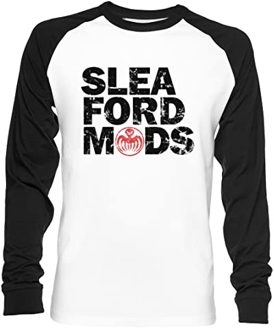 Sleaford Mods Unisex Baseball T-Shirt Langarm Herren Damen Weiß Schwarz