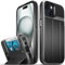 VENA vCommute for iPhone 15 Wallet Case, [Military Grade Drop Protection] Flip Leather Cover Slot Card Holder with Kickstand - Black