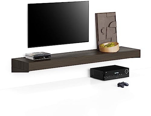 Mobili Fiver, Porta Tv sospeso Evolution 180x40, Noce Scuro, Made in Italy