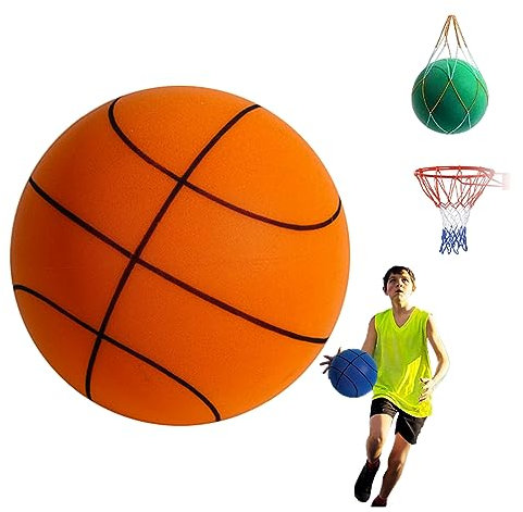 Leiser Basketball, Indoor-Training, Leiser Ball, Weiches Schaumstoffball-Spielzeug, Hochelastisch, Interaktiver Spielzeug-Basketball Für Kinder Und Erwachsene(Diameter 7.08'', Basketball Style-Orange)
