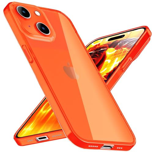 NALIA Vibe passend für Apple iPhone 15 Plus Hülle (Knallige Farben), Soft TPU Handyhülle in Neon Optik, Flexibles Slim Case, rutschfest & Stoßdämpfend, Anti-Vergilbung, Kabellos Nutzbar, Farbe:Orange