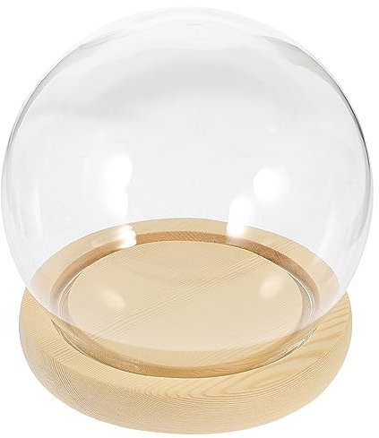 ifundom Cupola Centrotavola Da Tavolo Cupola A Cloche In Con Base In Legno Massello Campana A Campana In Per Piante Lucine O Decorazioni Per La Tavola (Beige Senza Gambe)