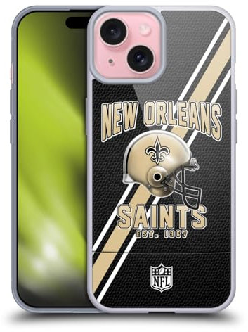 Head Case Designs Offizielle NFL Football Streifen New Orleans Saints Logo Art Gelhülle [Militärischer Schutzgrad] Kompatibel Mit Apple iPhone 15 Und Kompatibel Mit MagSafe