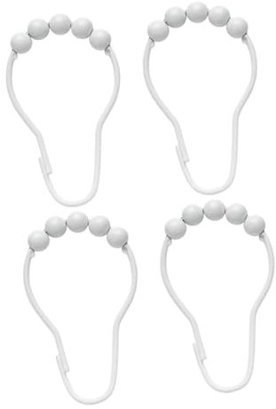 PRETYZOOM 4 unidades de anillo para colgar la cortina, anillo de cortina de ducha, gancho para cortina de ducha, gancho para barra de ducha, gancho de cortina de baño, color blanco, acero inoxidable,