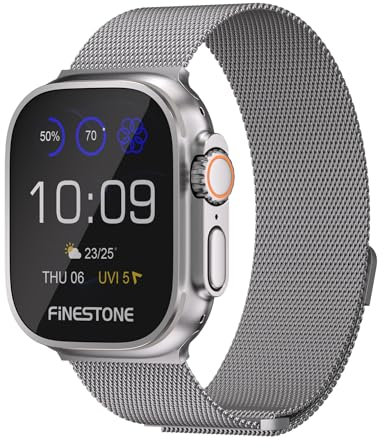 FiNESTONE Cinturino in Maglia Milanese per Apple Watch Ultra 2 & 1 Titanium - Mesh Loop con Chiusura Magnetica iWatch Band 49 mm