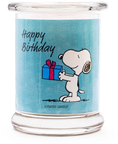 Peanuts Duftkerze im Glas | Duftkerze Happy Birthday | Geschenke für Frauen | Duftkerze Kirsche | Deko für Zuhause | Kerze im Glas mit hoher Brenndauer bis zu 50h
