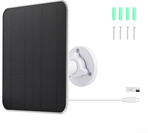 Solar Panel for Ring Doorbell, 5W Solar Panel Camera Charger for Ring Video Doorbell 4/3/2, with Screws Kit(White)