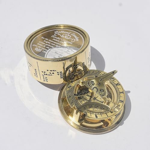 Antike Messing-Sonnenuhr, Kompass, Messing und Kupfer, nautische Dekoration, einzigartig für Männer und Heimdekoration, Taschen-Sonnenuhr