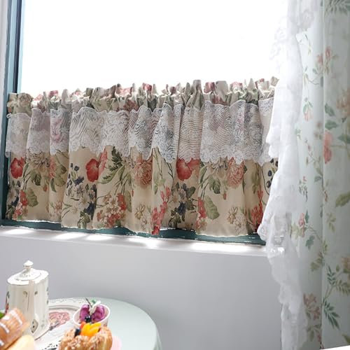 Rideaux Courts pour Salle de Bain et Cuisine Petit Rideau Occultant Rideaux Sous L'évier Rideau Court de Style Campagnard Rideaux Courts Rétro en Coton et Lin pour Maison de Campagne. ( Color : Style