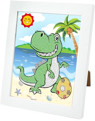 milaosk Diamond Painting Kinder mit Rahmen,5D Diamant Painting Bilder Dinosaurier Diamant Painting Bilder Kinder DIY Diamond Painting Set Diamond Painting Arts Craft für Home Decor 18x23cm