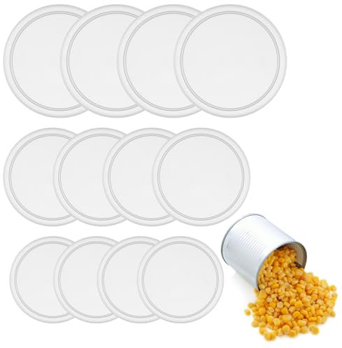 12 Stück Deckel für Dosen,Kunststoff Dosendeckel in 3 Verschiedenen Grössen,Waschbar Dosenverschluss für 400g Dosen / 800g Dosen,Transparent Dosendeckel Katzenfutter Hundefutter