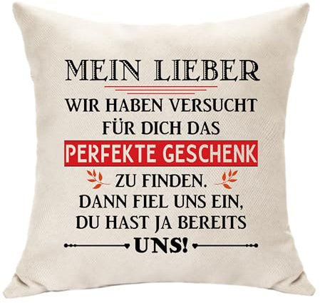 Hasodeo Mein Lieber Geschenke Original Deko Kissenbezug Geschenke für Mann Ehemann Geschenke von Ehefrau Idee für Geburtstag Vatertag Jubiläum Andenken Zierkissenbezüge 45x45 (Mein Lieber)