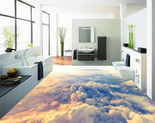 3D-Bodenmalerei-Tapete, Wolken in großer Höhe, 3D-Bodenbelag, selbstklebende PVC-Tapete, 150 cm x 105 cm