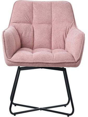 J.C.UP 360 Swivel Tub Chair, Modern Accent Chairs with Metal Legs Soft Upholstered Seat Vanity Chairs, Dining Chair for Living Room Bedroom Home Office Pink