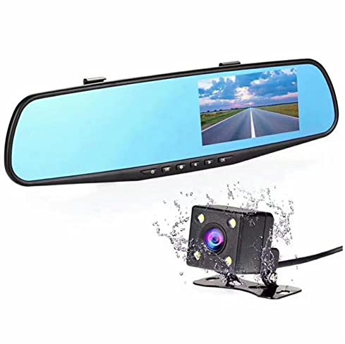 Hztuang 4.3Inch Car Dash Cam Driving Recorder HD 1080P Cycle Mirror Dvr Dash Cam Dual Lens Video Recorder Car DVR Dash Camera