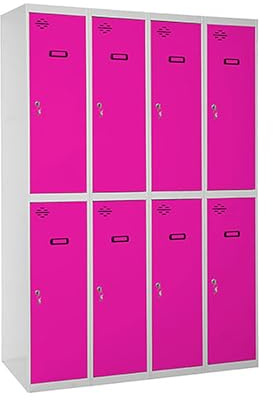 SimonRack Garderobenschrank aus Metall, 8 Türen, 1800 x 1200 x 500 mm, Metall, Grau/Rosa, 1800 x 1200 x 500 mm