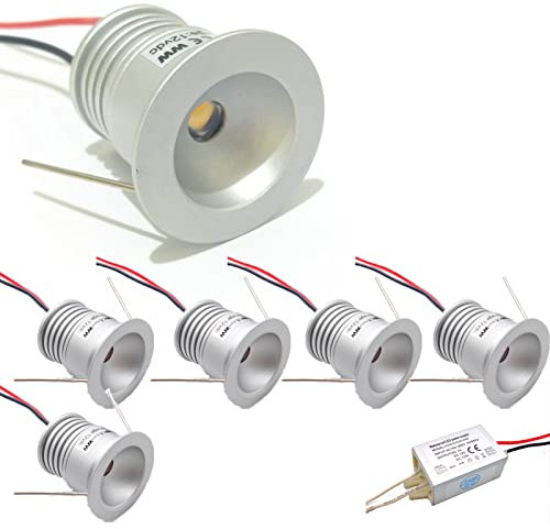 LGJEGD Led-Einbauleuchte 1W IP65 Beleuchtungswinkel 60° Mini-Led-Strahler 25mm 12v Outdoor-Deckenbeleuchtung, 6er-Pack (Natural)