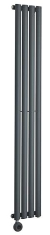 MILANO 600W Anthracite Single Oval Panel Electric Radiator Plug 1600x236mm | Steel Construction. Generous Heat Output. Contemporary Style. Single Panel Design. WiFi Control. UK Plug Fitted.