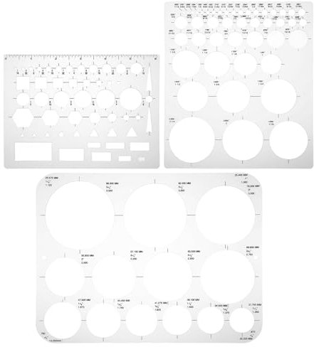 3 Stück Lochschablone Technisches Zeichnen,Ymapinc Kreisschablone zum Zeichnen Transparentes Kreisvorlagen für Bau Zeichnungen Büro Schule 3 Größen