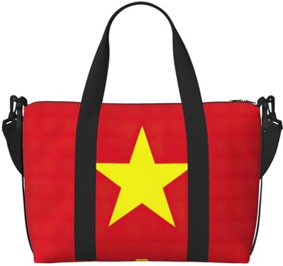 Reisetasche mit vietnamesischer Flagge, Workout-Reisetasche, Schultertasche, Wochenendtasche für Damen und Herren, Schwarz, Einheitsgröße