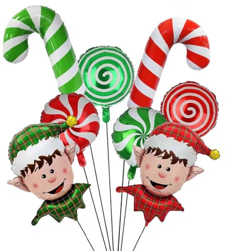 Nine San Weihnachtself Luftballon Elf Weihnachts Folienballon Xmas Elfe Ballons Geburtstag Deko 8 Stücke