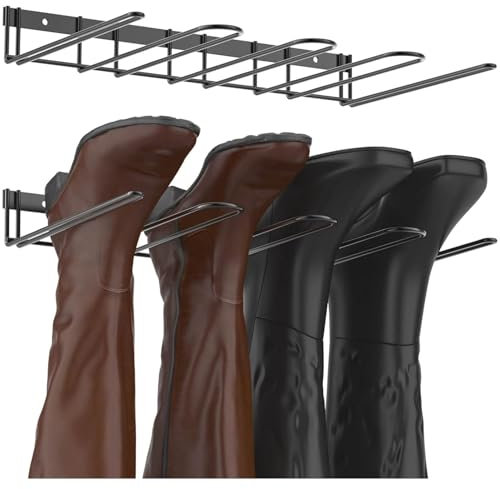 Magicbox Outdoor Welly Boot Rack, 2 Packs Wall Mounted Shoe Rack for Boots, Outdoor shoe Storage,Wellington Boot Stand Holds 4 Pairs for Closet, Space Saving, Utility room & Garden Storage Organizer