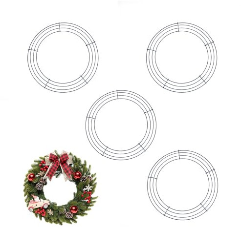 HO2NLE 4-Piece Wreath Ring Set - 12 Inch Metal Wreath Frame for Door Decoration & DIY Crafts