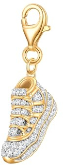 GLANZSTÜCKE MÜNCHEN Damen Charm 925/- Sterling Silber gelbgold | gelbvergoldet 18 Karat, Zirkonia, weiß, Sneaker