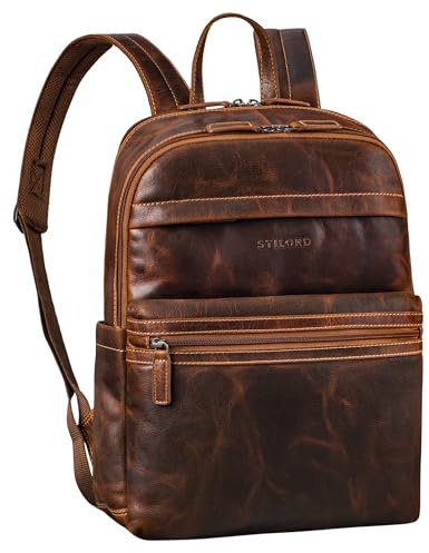 STILORD Gunnar Echtleder Business Rucksack Damen Leder Schwarz Groß Laptop Rucksack 15.6 Zoll Arbeitsrucksack Großer Lederrucksack Damenrucksack für Arbeit Uni Reisen
