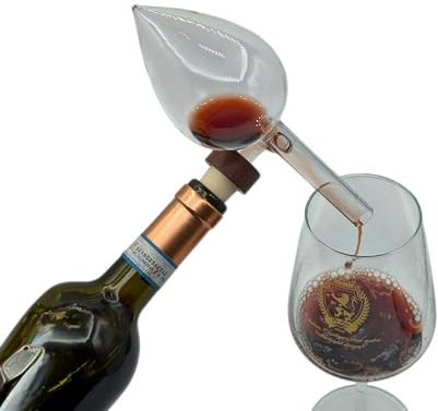 Decanter per Vino con Aeratore in Vetro Soffiato - Decantatore Professionale per Vino Rosso e Bianco - Idea Regalo per Amanti del Vino