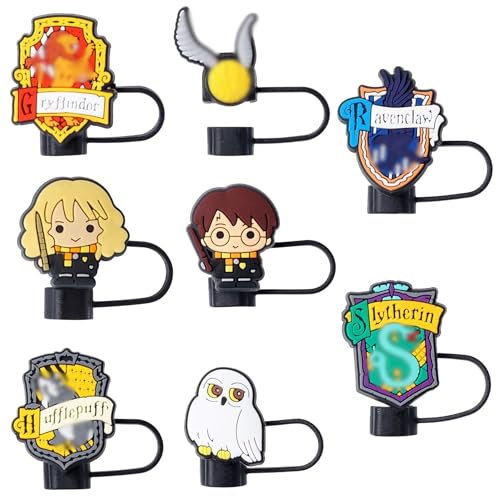 8 Pcs Magic Straw Covers for 10mm Straws, Compatible with Stanley Cup 30&40 Oz, Reusable Silicone Straw, Magical Accessories (Halloween, 8, Count)