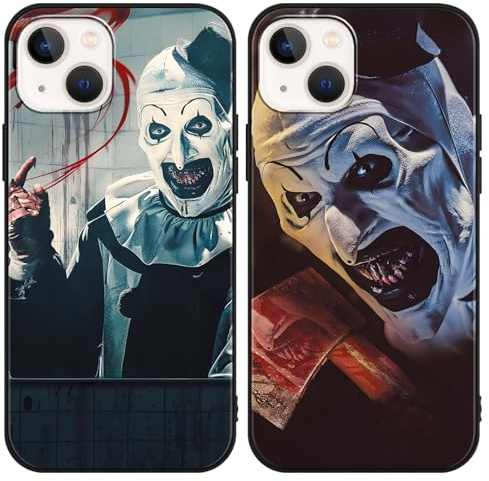 TBNMBGY 2 Stück Handyhülle für iPhone 12 mini Hülle 5.4,Cool Funny Furcht Clown Thriller Horror Film Scary Kreativität Design Muster Case,Schutzhülle Schwarz Weich TPU Silikon Cover