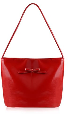 Energather Damen Henkeltaschen, PU Leder Tote Shopper Tasche Damen Groß für Frauen und Mädchen, stilvolle Große Handtasche Damen zum Einkaufen, Arbeit, Reisen (rot)