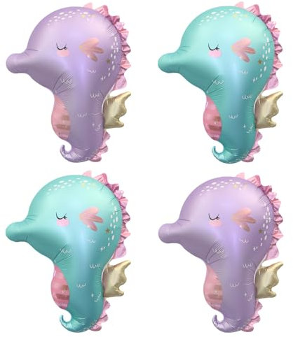 DazzJoy 4 Stück Seepferdchen Luftballon Tiere Ballons, Seepferdchen Meerestiere Luftballons Tiere, Seepferdchen Deko Ballon Tiere für Unterwasserwelt Deko Kindergeburtstag, Meerestiere Deko Geburtstag