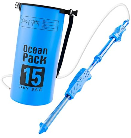 Milageto Wasserpistolen für Erwachsene und Kinder, Wasserpistolen mit 15 Liter Wassertank Rucksack, Kinder große Spritzpistolen Spielzeug Geschenk für Jungen Mädchen Pools Terrassen Strand, Blau