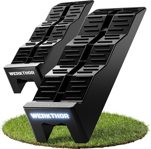 WERKTHOR Auffahrkeile Wohnmobil (Schwarz) – [2er Set] stabile Auffahrkeile für Wohnwagen & Camper | Keile Wohnmobil für sicheres Nivellieren [<5t] – Robustes Design für jeden Untergrund