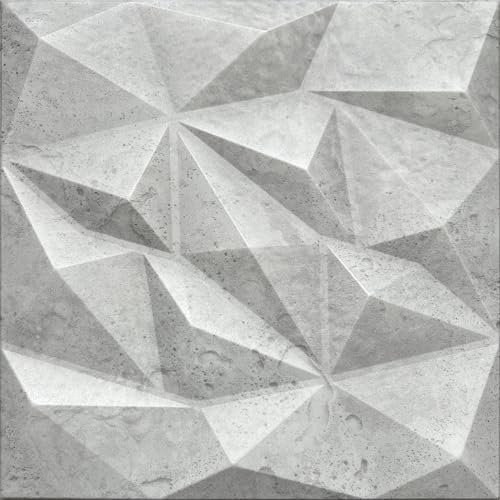 Deccart - 3D Wandpaneele 50x50 cm Paneele Wand Wall Panels Deko Wandverkleidung Innen Panel Deckenverkleidung Decke Deckenpaneele Platten Styropor EPS-Polystyrol Brillant Beton-Optik 1 Stück - 0.25 m²