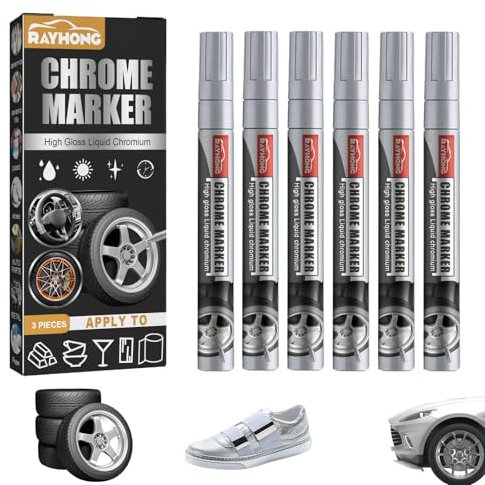 Pluvyze 6 Stück Lackstift Silber Auto Reparatur Lack Auto Lackstift Auto Kratzer Reparatur StiftWeatherproof Car Paint Scratch Repair Pen für Kratzer an Autos,Reifen,Motorrädern usw