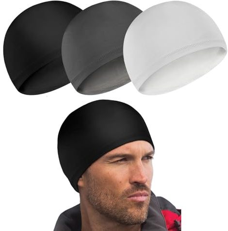 Lot de 3 bonnets de vélo sous casque, pour l'été - Doublure de casque - Séchage rapide - Multifonctionnel - En soie glacée - Extensible - Pour cyclisme, moto, homme et femme
