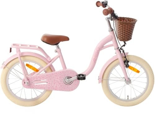 AMIGO Fairy - Kinderfahrrad Mädchen - 18 Zoll - Mit Kickstand, Rucktrittbremse und V-Brake - ab 5-7 Jahr - Rosa